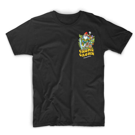 StonerDays Gnome Grown Tee - Front View on Black Cotton T-Shirt