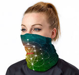 StonerDays Golden Ratio Face Gaiter featuring geometric design, worn by model, front view