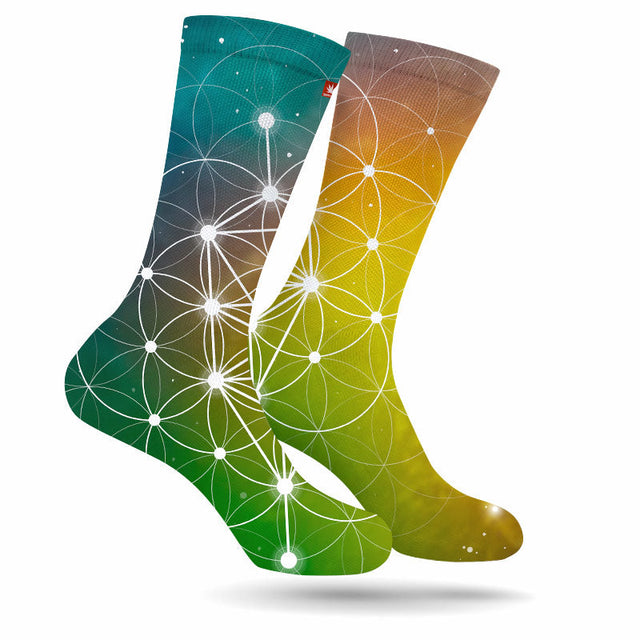 StonerDays Golden Ratio Socks in Medium and Large, featuring vibrant geometric patterns