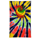 StonerDays Good Vibes Happy Face Neck Gaiter featuring tie-dye design with front view