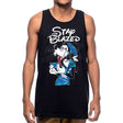 StonerDays Goofy Space Adventure Tank, unisex fit, front view on model, sizes S to XXXL