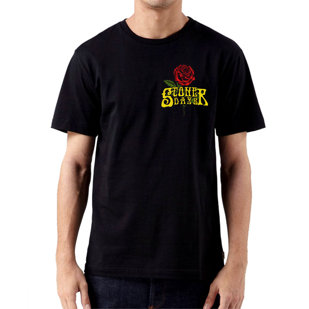 StonerDays Grateful Dabs Tee in black, front view on model, featuring bold graphic print
