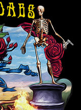 StonerDays Grateful Dabs Tee featuring a vibrant skeleton and roses graphic on cotton fabric