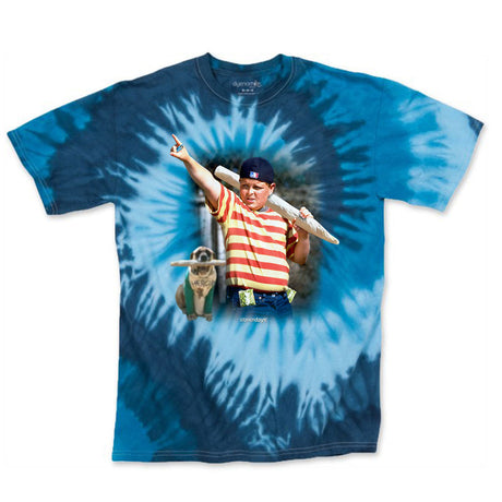 StonerDays Great Bambino Blue Tie Dye Tee featuring a front graphic, laid flat on white background