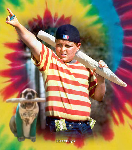 StonerDays Great Bambino T-shirt in Rainbow Tie-dye with Front View on Vibrant Background