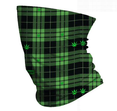 StonerDays Green Plaid Gaiter with Cannabis Leaves Pattern, Versatile Polyester Headwear