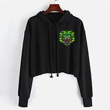 StonerDays Greenz Panther Crop Top Hoodie for Women in Green, Front View on Hanger