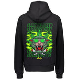 StonerDays Greenz Panther Hoodie in black with vibrant green print, rear view on white background