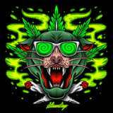 StonerDays Greenz Panther Hoodie with vibrant green cannabis-inspired graphic on black background