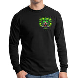 StonerDays Greenz Panther Long Sleeve Shirt, Front View, Black Cotton