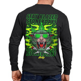 Rear view of StonerDays Greenz Panther Long Sleeve shirt with vibrant graphic design