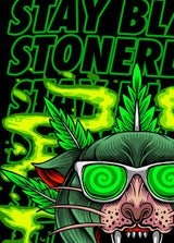 StonerDays Greenz Panther Long Sleeve Shirt with vibrant green graphic, front view