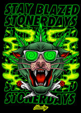 StonerDays Greenz Panther Tank with vibrant graphic design, front view on a black background