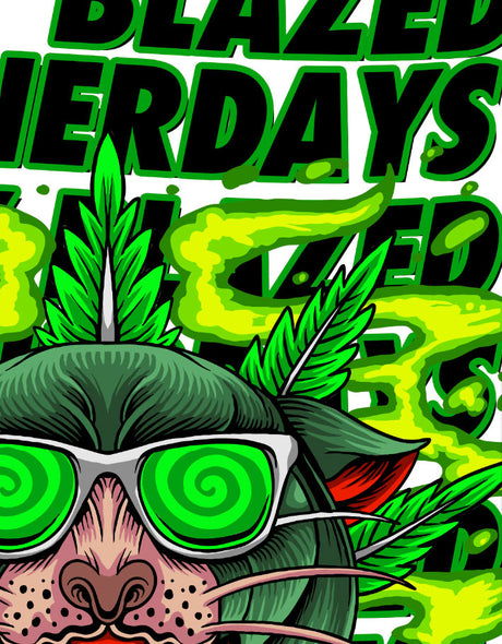StonerDays White Tee with Greenz Panther graphic, 100% cotton, available in multiple sizes