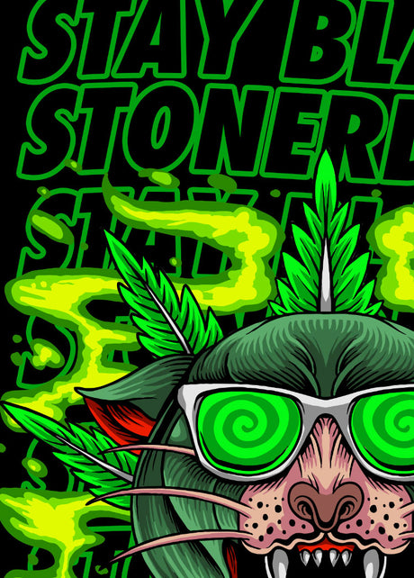 StonerDays Greenz Panther Women's Racerback in Rasta colors, front view on white background