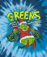 StonerDays Grinch Blue Tie Dye T-Shirt featuring a festive Grinch graphic, 100% cotton - Front View