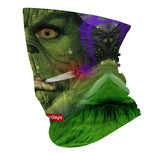 StonerDays Grinch Greens Gaiter in vibrant green with Grinch design, made of polyester.