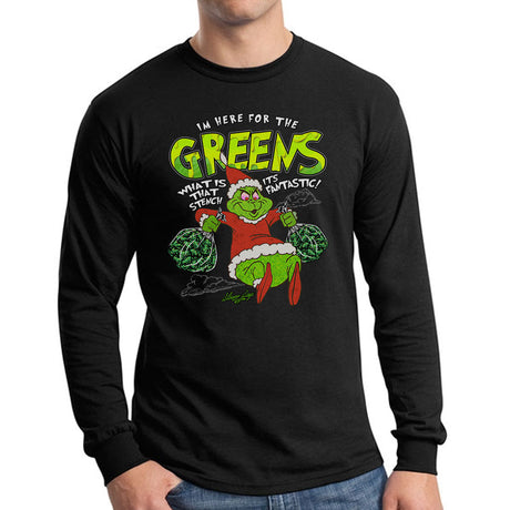 StonerDays Grinch-themed long sleeve shirt in green, front view on a white background