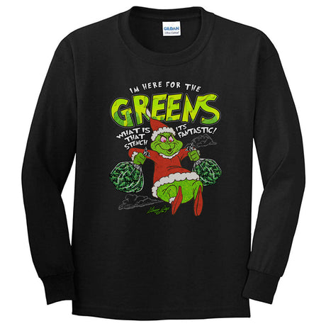 StonerDays Grinch-themed long sleeve shirt in black, front view, sizes S to 3XL