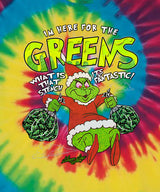 StonerDays Grinch Tie Dye Tee featuring a grinchy character with green accents on vibrant tie-dye background