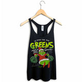 StonerDays Grinch Women's Racerback Tank in Black, Sizes S-XXL, Front View on Hanger