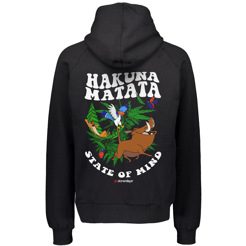 StonerDays Hakuna Matata Men's Hoodie in Green with Graphic Print - Rear View