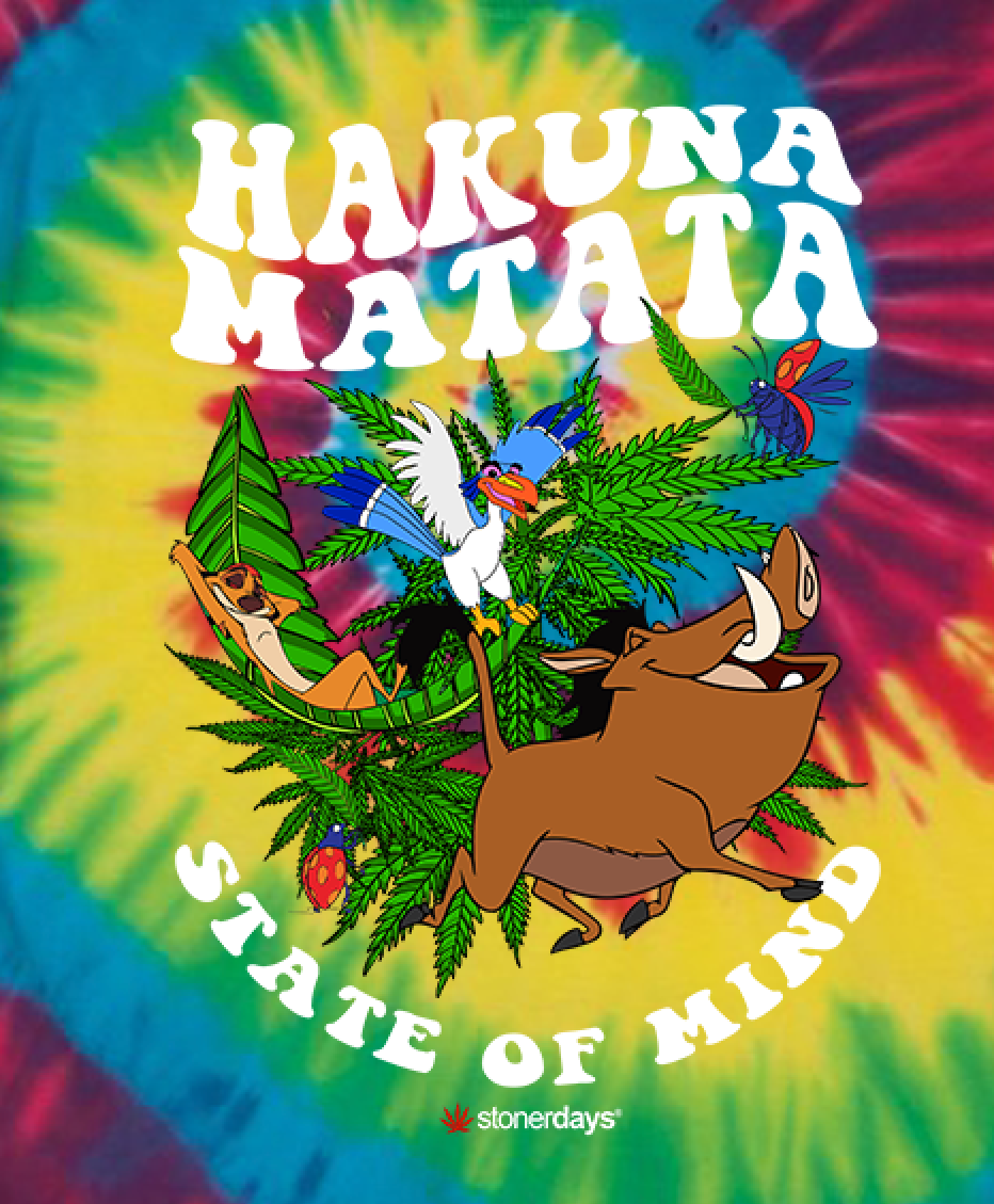 StonerDays Hakuna Matata Tie Dye T-Shirt with vibrant blue and green colors, front view