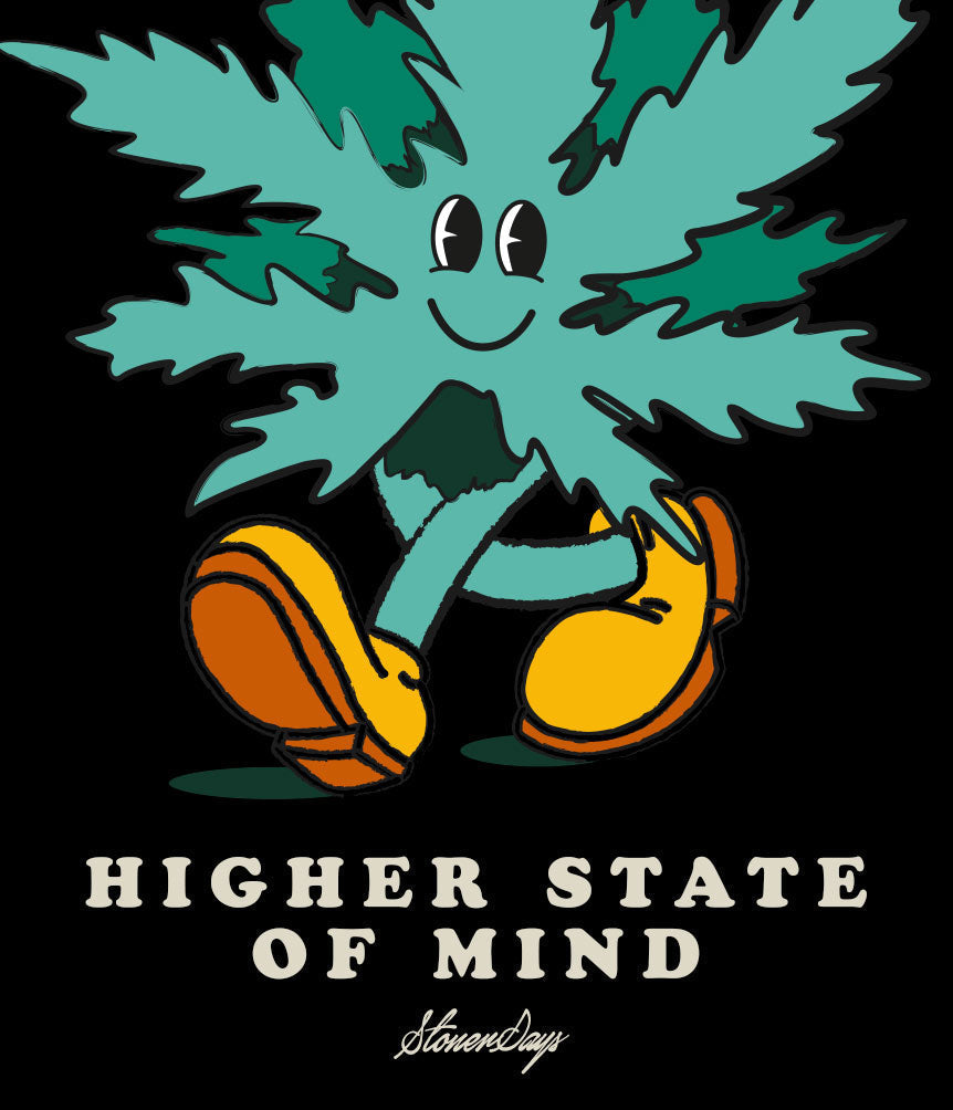 StonerDays Happy 420 Hoodie, black cotton sweatshirt with cannabis leaf graphic, front view