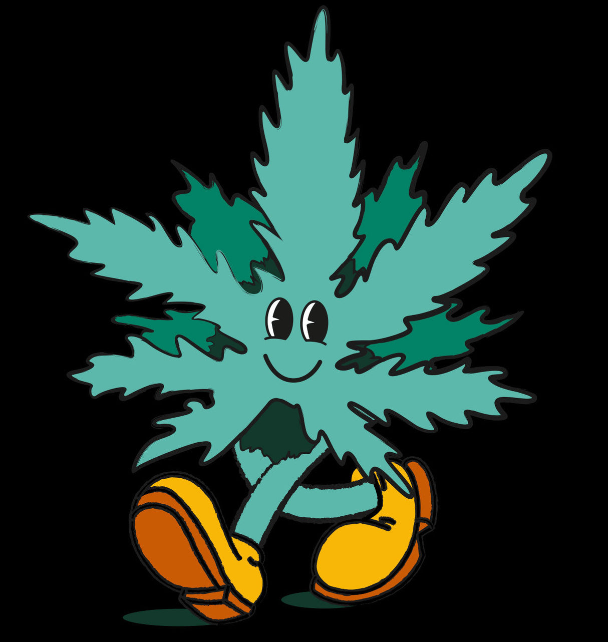 StonerDays Happy 420 Long Sleeve shirt design featuring a cartoon cannabis leaf character