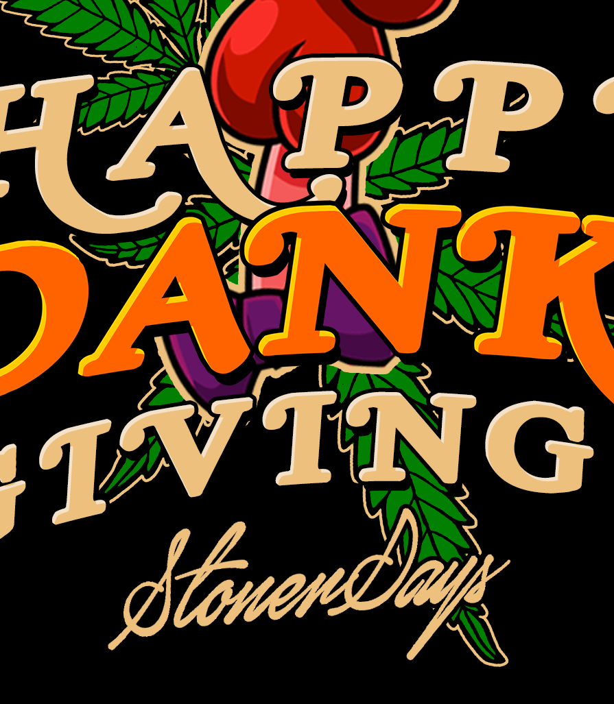 StonerDays Happy Danksgiving Hoodie design close-up featuring vibrant autumn colors