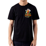 StonerDays Happy Danksgiving black cotton T-shirt with festive print, front view on model