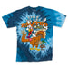 StonerDays Happy Danksgiving Tie Dye Tee in blue with cartoon turkey graphic, front view on white background