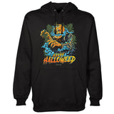 StonerDays Happy Halloweed Men's Hoodie, Black Cotton, Front View with Festive Design