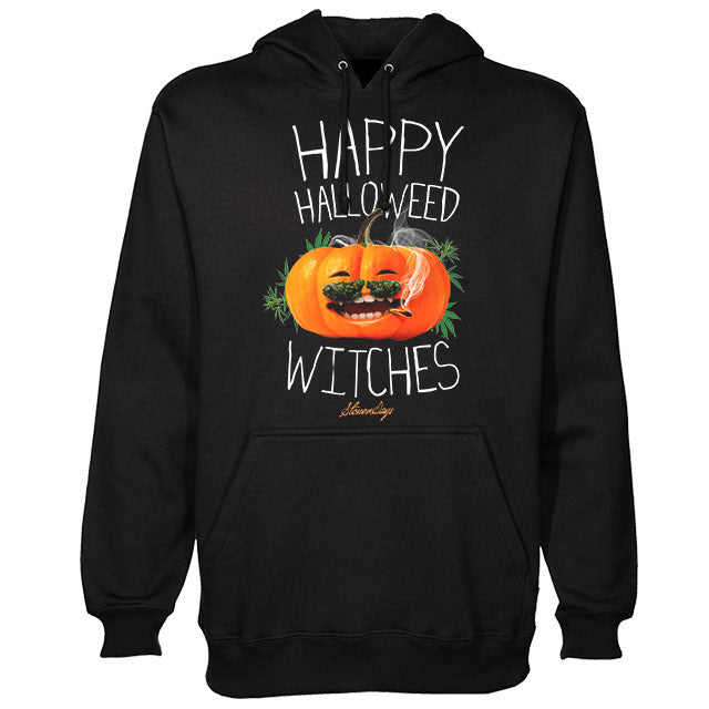 StonerDays Happy Halloweed Witches Hoodie, black with pumpkin graphic, unisex fit