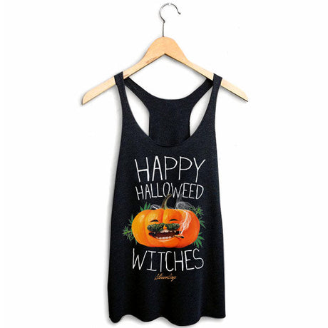 StonerDays Happy Halloweed Witches Racerback Tank Top in Black on Hanger