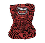 StonerDays Happy Tabs LSD Neck Gaiter featuring psychedelic smile design, front view on white background