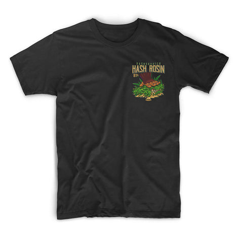 StonerDays men's black cotton t-shirt with Hash Rosin graphic, size 2XL front view