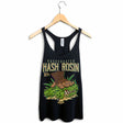 StonerDays Hash Rosin Women's Racerback Tank Top in Black, Sizes S-XXL, Front View on Hanger