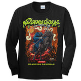 StonerDays Headless Dankman Long Sleeve Shirt, black cotton, front view with graphic design
