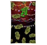 StonerDays Hi I'm Lit Christmas Neck Gaiter featuring festive lights and cannabis buds design