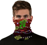 Front view of StonerDays Hi Im Lit Christmas Neck Gaiter with festive design