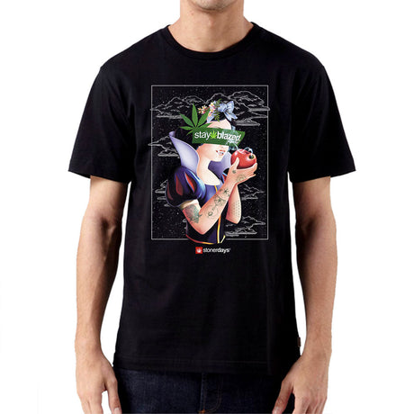 StonerDays 'Highest One Of All' men's black cotton t-shirt with dab straw design, front view