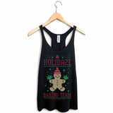 StonerDays Holidaze Baking Team Women's Racerback Tank Top in Black - Front View