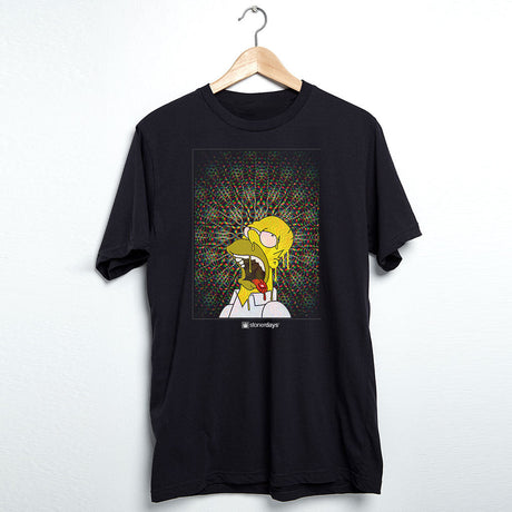 StonerDays Homer Blotter T-Shirt, Men's Black Tee with Psychedelic Print, Front View