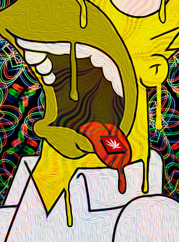 StonerDays Homer Blotter Hoodie featuring psychedelic design, front view on white background