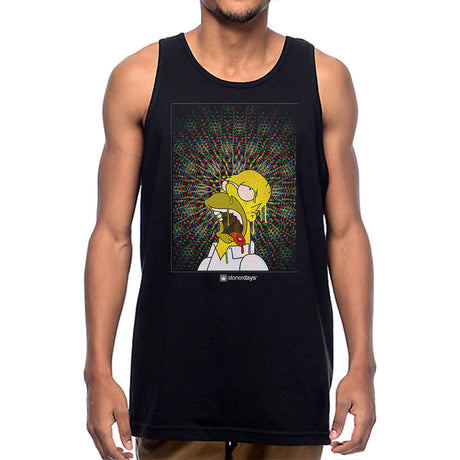 StonerDays Homer Blotter Tank top in black, featuring a graphic print, available in S to XXXL