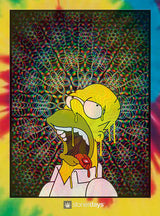 StonerDays Homer Blotter Tie Dye Tee featuring a vibrant psychedelic design, front view on seamless background
