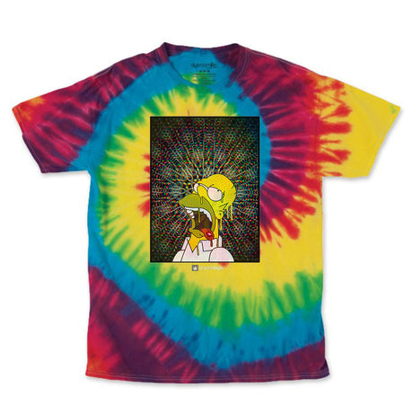 StonerDays Homer Blotter Tie Dye Tee with vibrant color pattern, front view on white background
