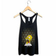 StonerDays Homer Blotter Women's Racerback Tank Top, Cotton Blend, Front View on Hanger