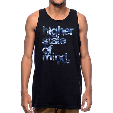 StonerDays Hsom Army Blue Men's Tank top, front view on model, comfortable cotton material